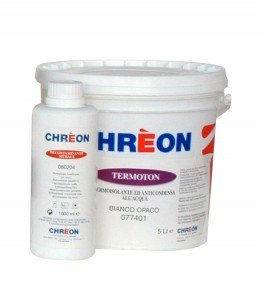 Termoton di Chrèon/Lechler è una pittura termoisolante, antimicotica e anticondensa indicata come base preventiva. Disponibile in latte da 15 litri. Prezzo da rivenditore. www.lechler.eu